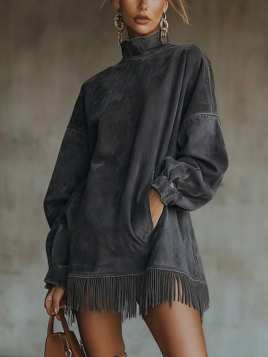 Women's Dress | Fringe Mini High Neck