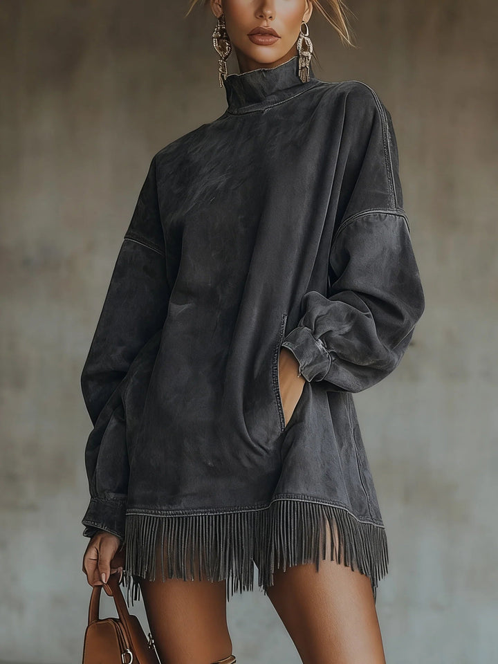 Women's Dress | Fringe Mini High Neck