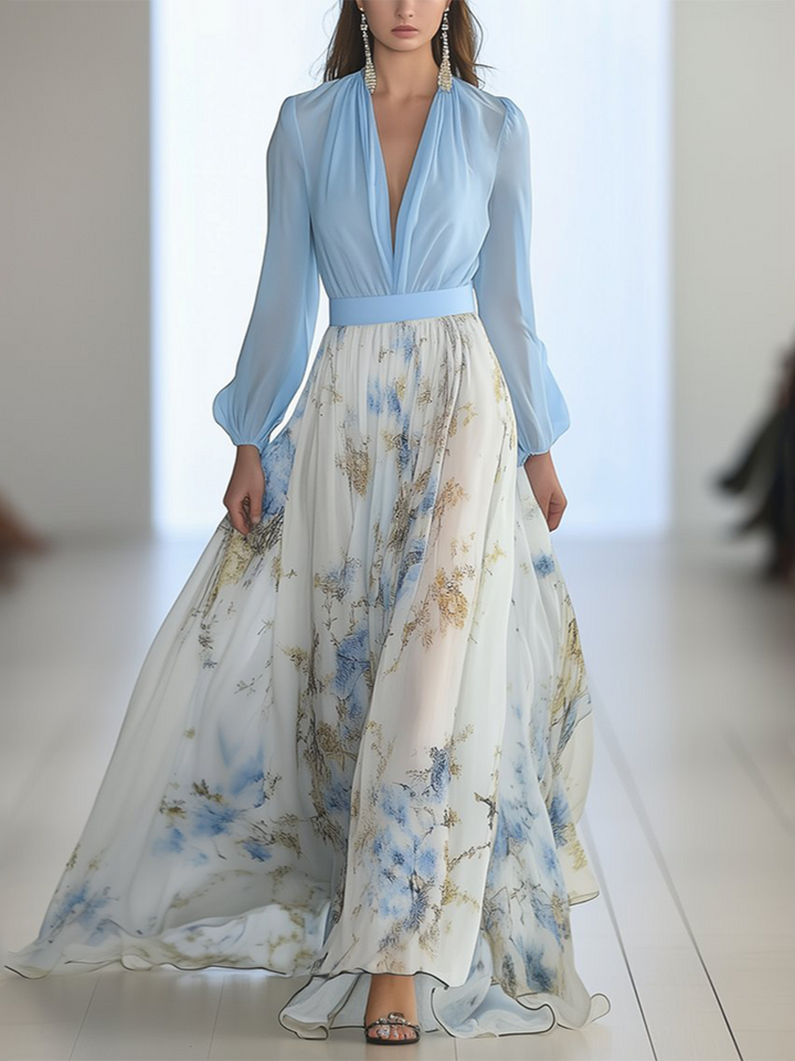 Women's Boho Maxi Dress | Floral V-Neck