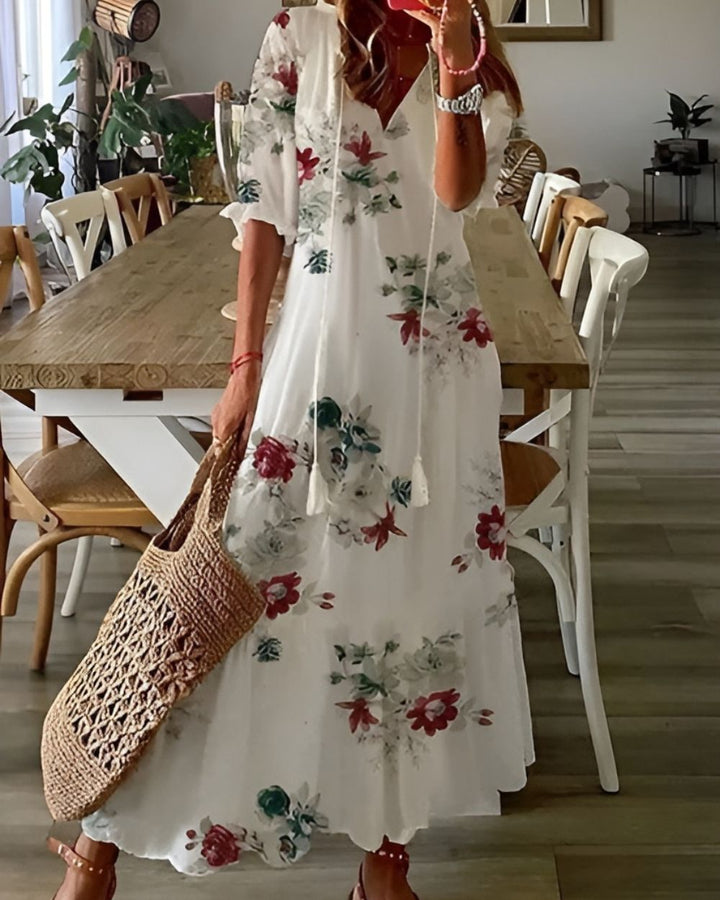 Women's Boho Dress | Tassel Tie Front Maxi