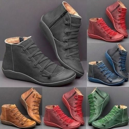 Boots for Women | Lace-Up Ankle Style with Side Zipper