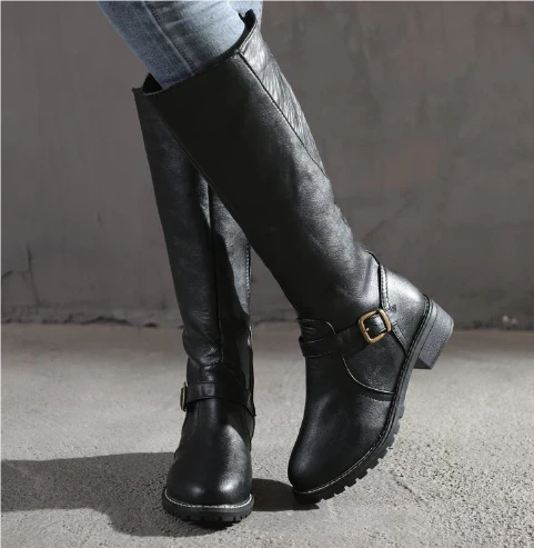 Boots For Women | Knee High Flat Heel With Buckle Strap
