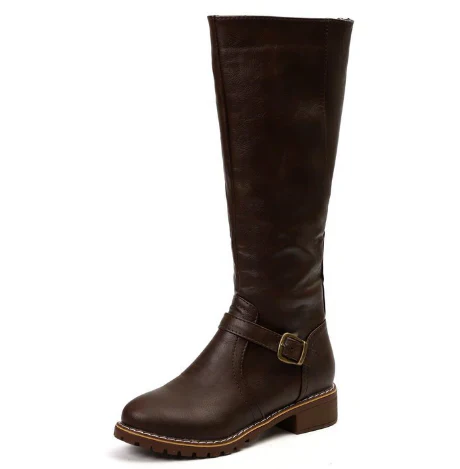 Boots For Women | Knee High Flat Heel With Buckle Strap