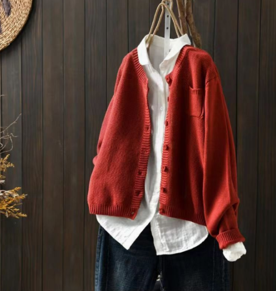 Women's Cardigan | Loose Button Front Long Sleeve