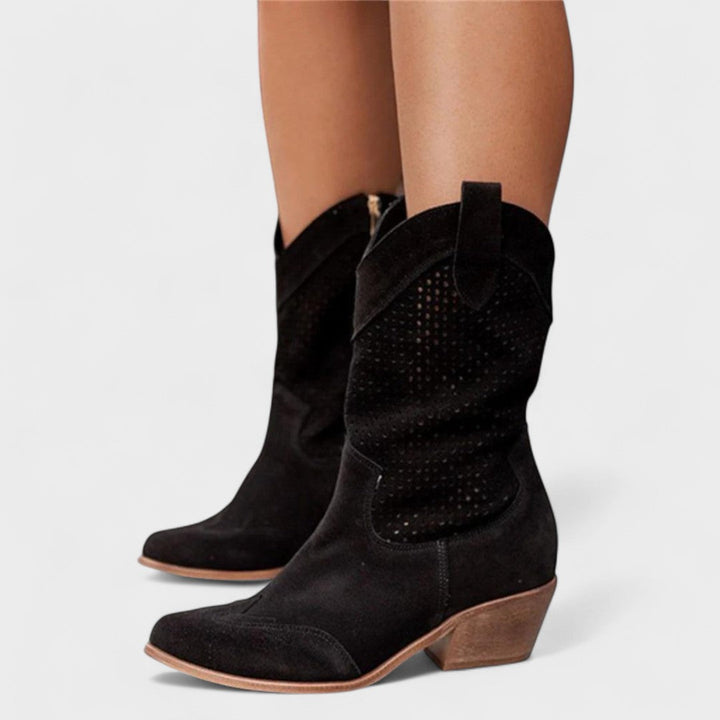 Boots for Women | Mid-Calf Perforated Detail