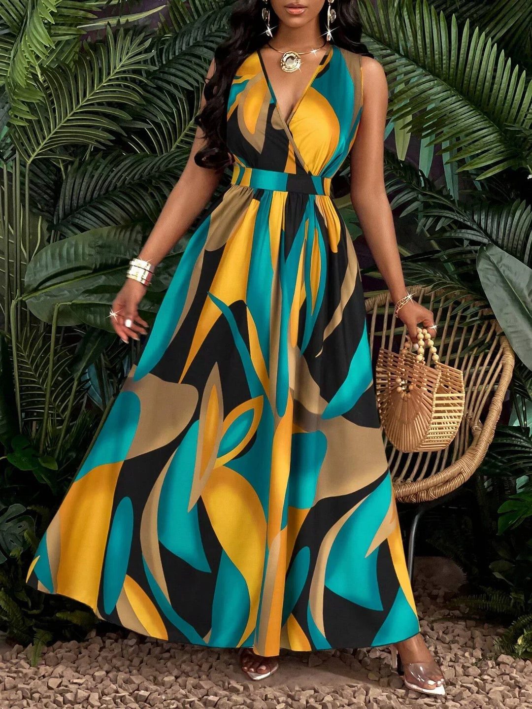 Women's Maxi Sundress | V-Neck Sleeveless Floral