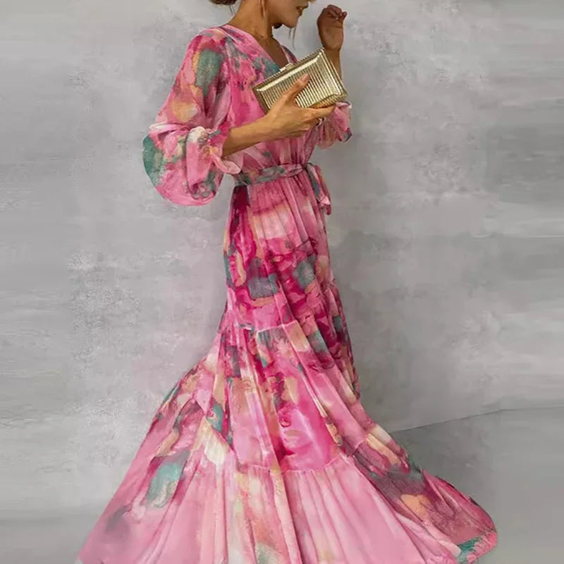 Women’s Dress | Floral Wrap Maxi with V-Neck