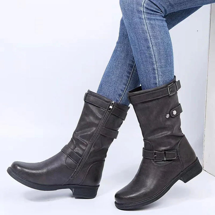 Boots for Women | Mid-Calf Buckle Block Heel
