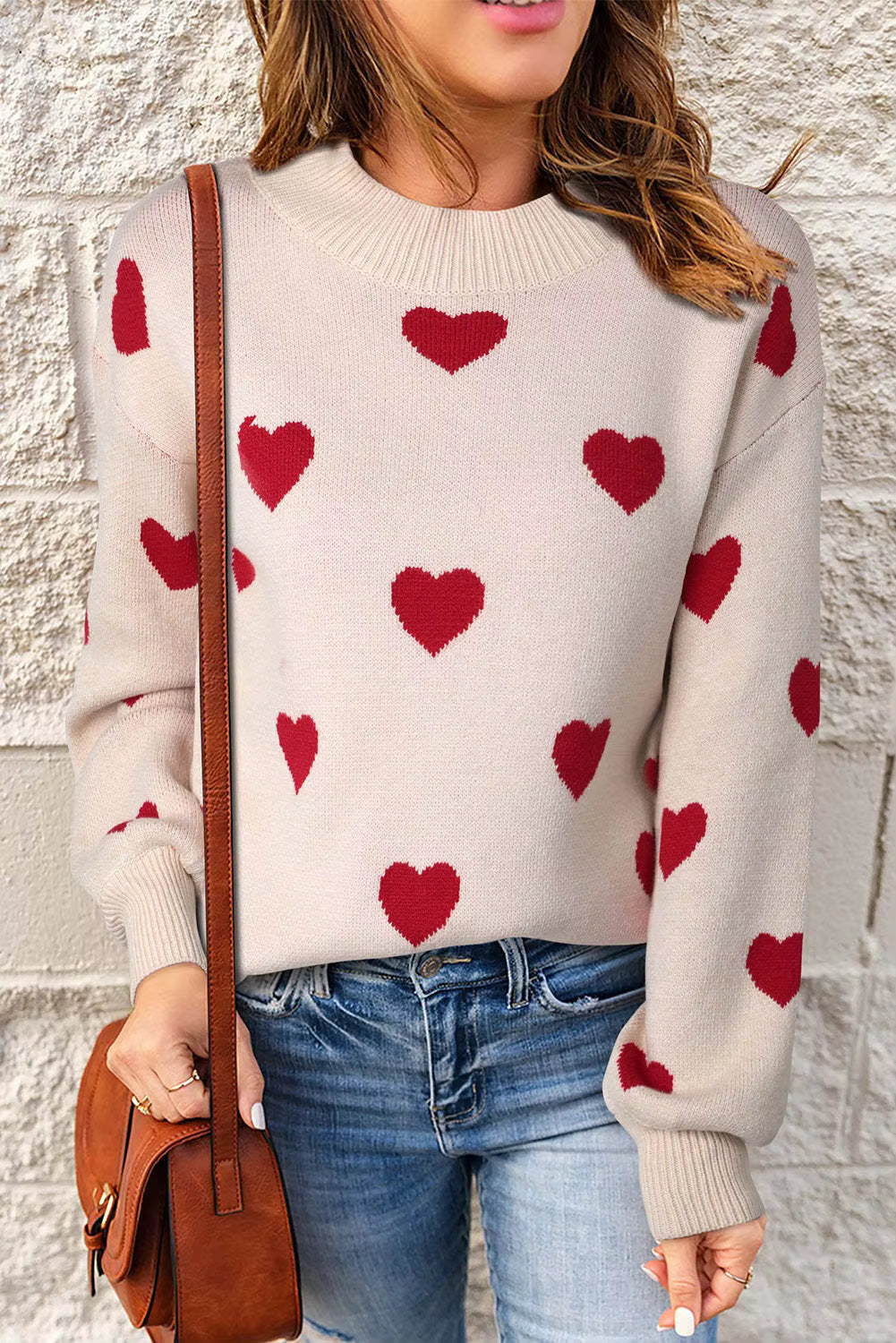 Women’s Sweater | Heart Pattern Long Sleeve