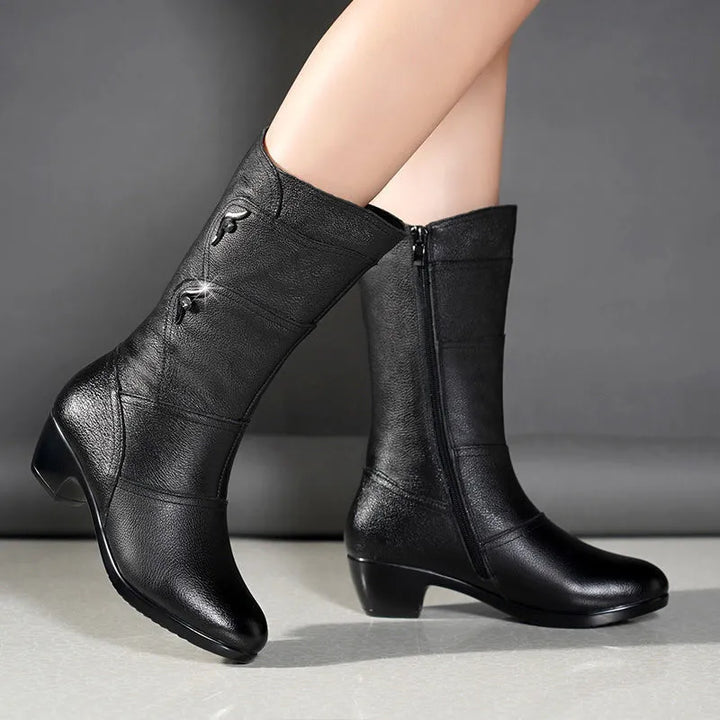 Boots For Women | Mid-Calf Low Heel Design