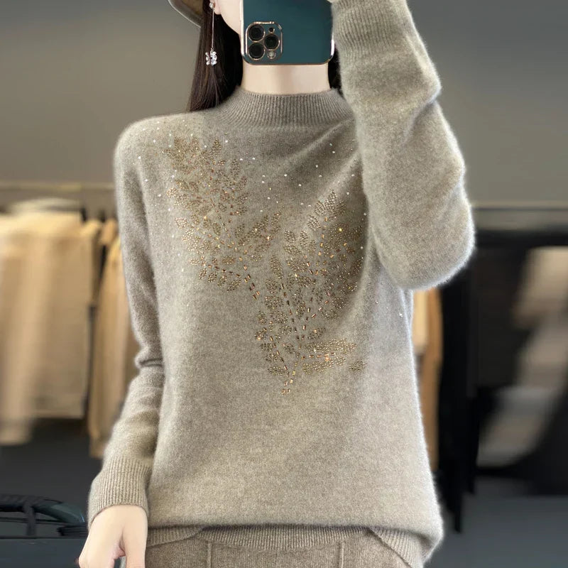 Women’s Sweater | Embellished High Neck