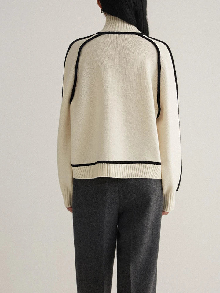 Women’s Sweater | High Neck Contrast Trim