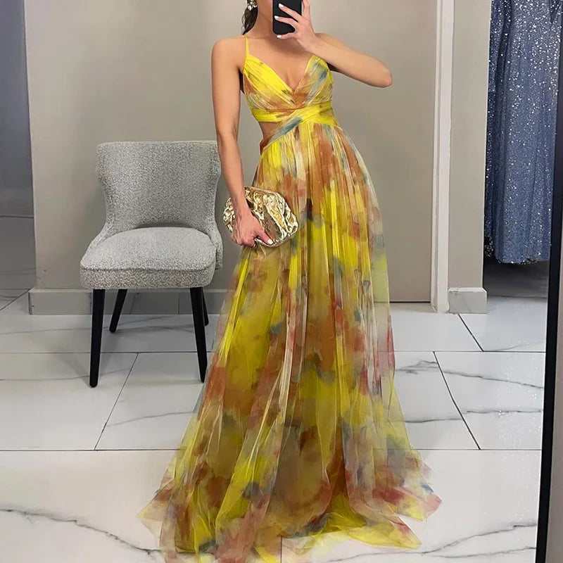 Women's Wedding Guest Maxi Dress | Floral Pleated