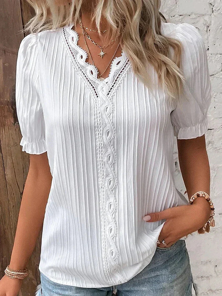 Women’s Blouse | Lace Trim White