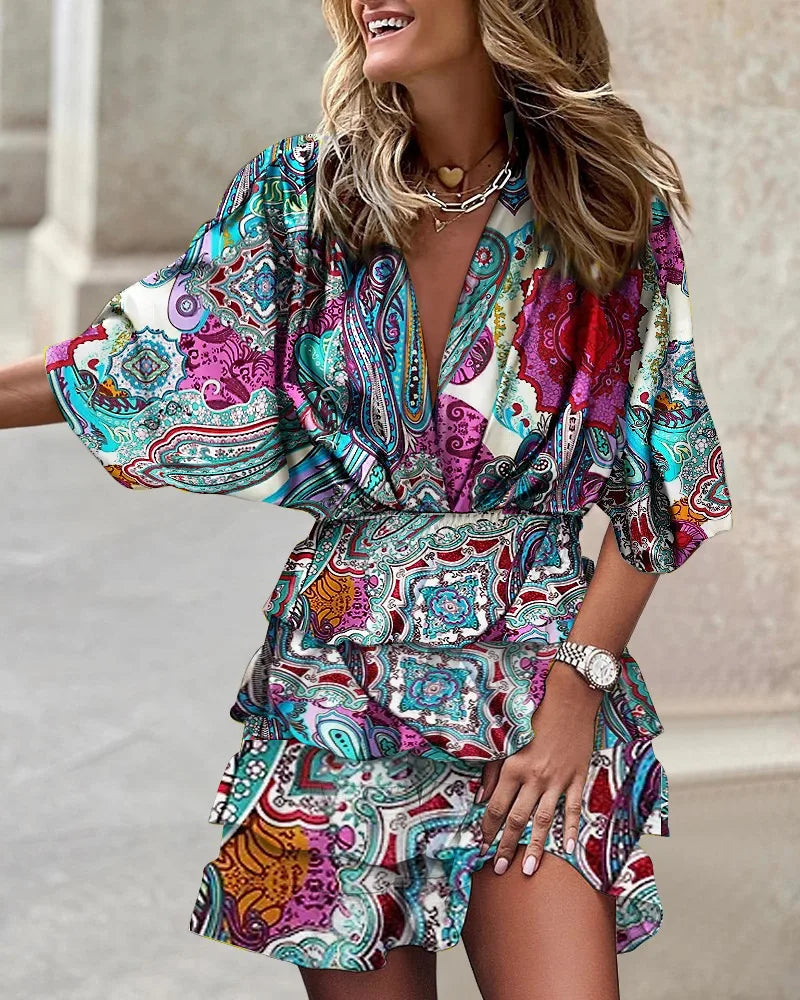 Women's Boho Dress | Tiered Ruffled