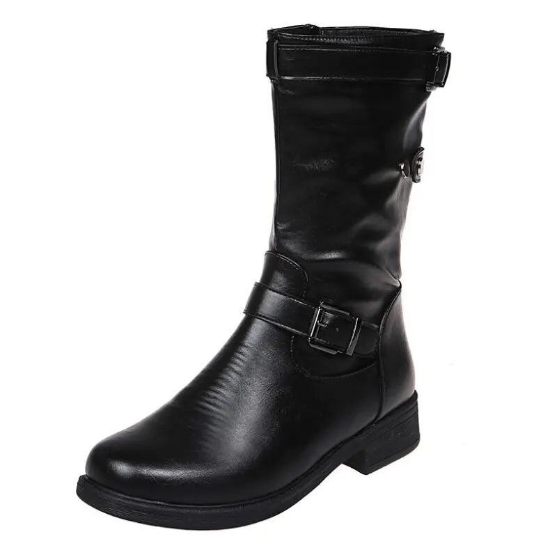 Boots for Women | Mid-Calf Buckle Block Heel