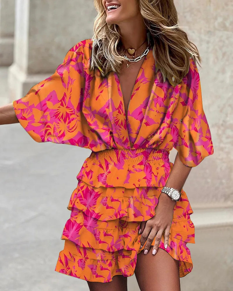 Women's Boho Mini Dress | Ruffled