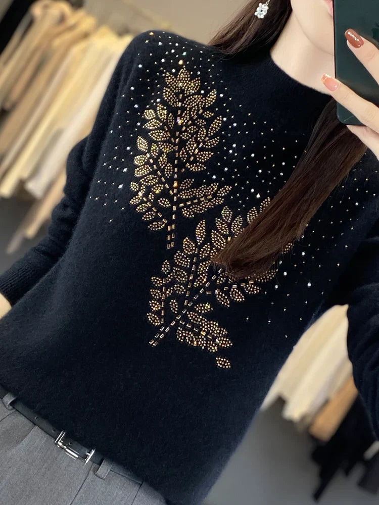Women’s Sweater | Embellished High Neck