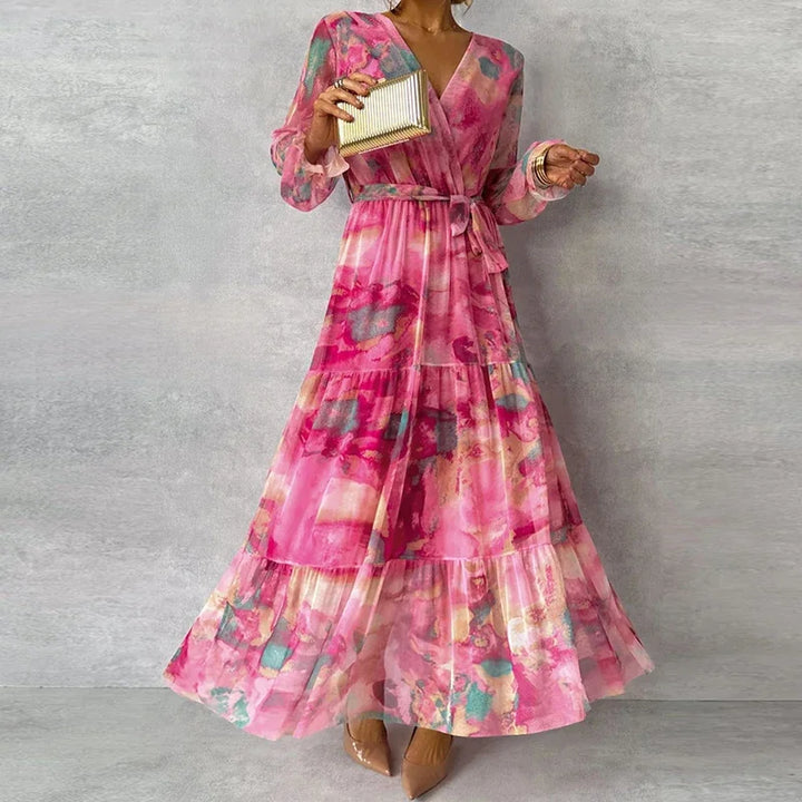 Women’s Dress | Floral Wrap Maxi with V-Neck