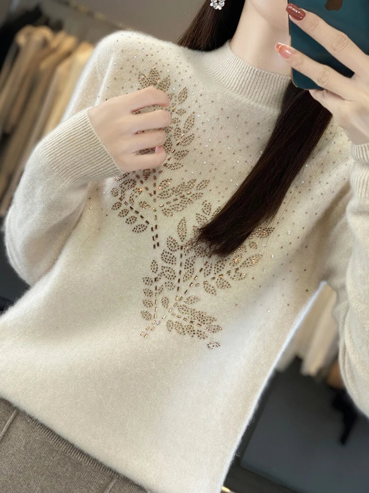 Women’s Sweater | Embellished High Neck