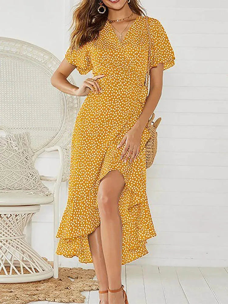 Women’s Summer Dress | Wrap Ruffle Midi