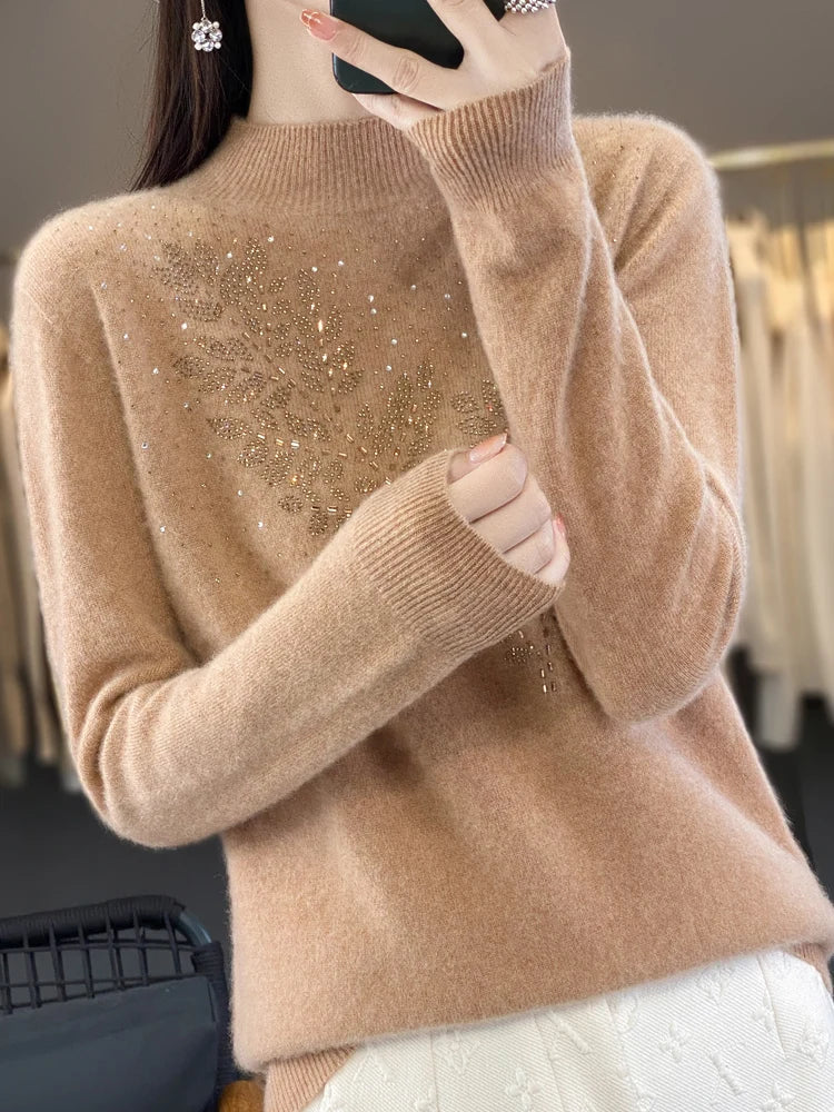 Women’s Sweater | Embellished High Neck