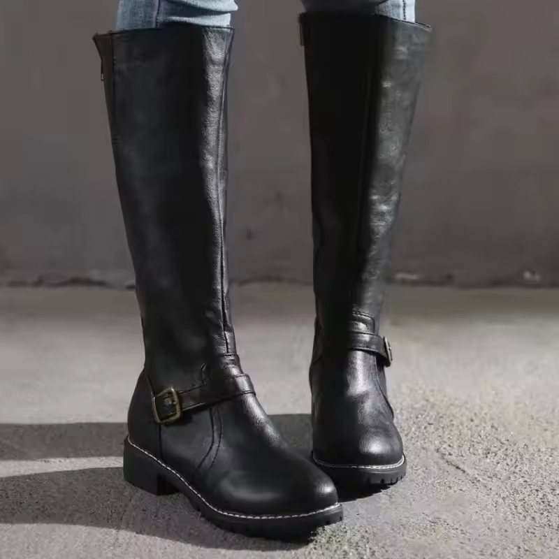 Boots For Women | Knee High Flat Heel With Buckle Strap