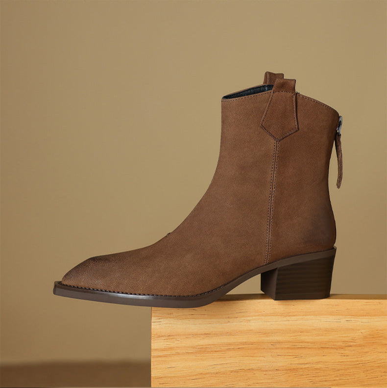 Boots For Women | Ankle Block Heel With Pull Tabs