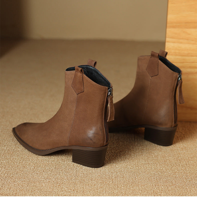 Boots For Women | Ankle Block Heel With Pull Tabs