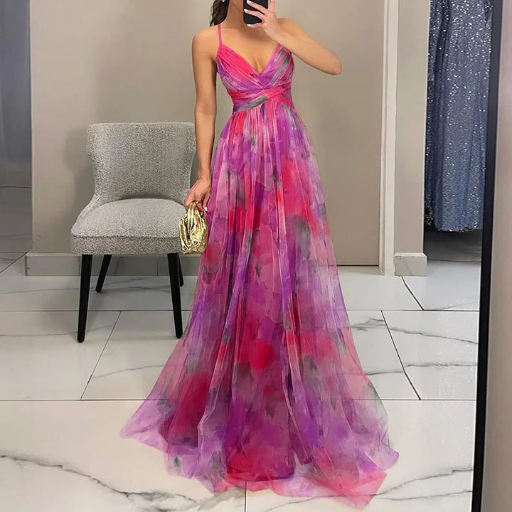 Women's Wedding Guest Maxi Dress | Floral Pleated