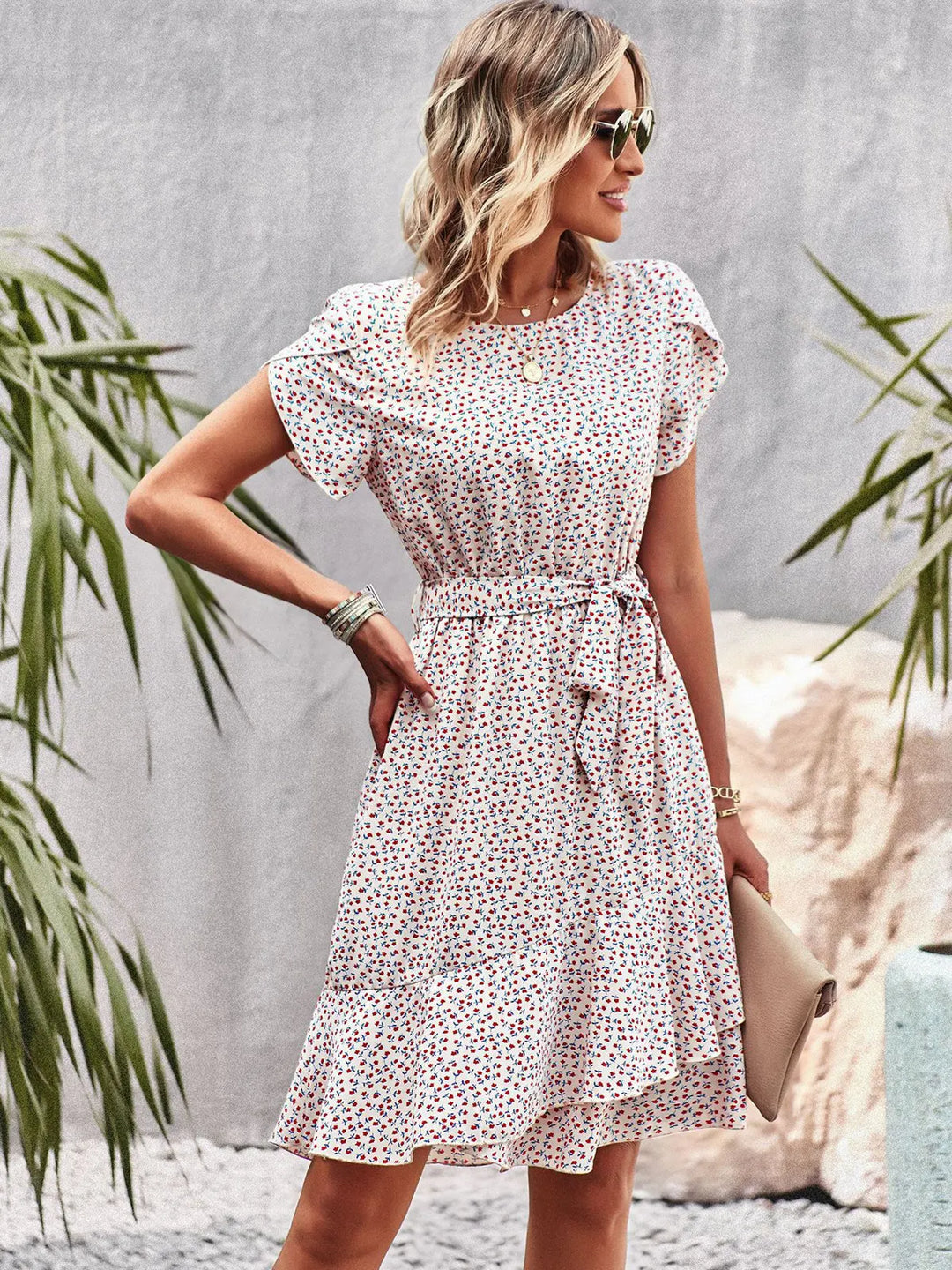 Women’s Summer Dress | Floral Tie Waist Midi
