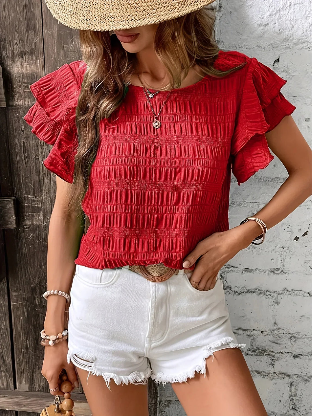 Women’s Blouse | Ruffle Sleeve Textured