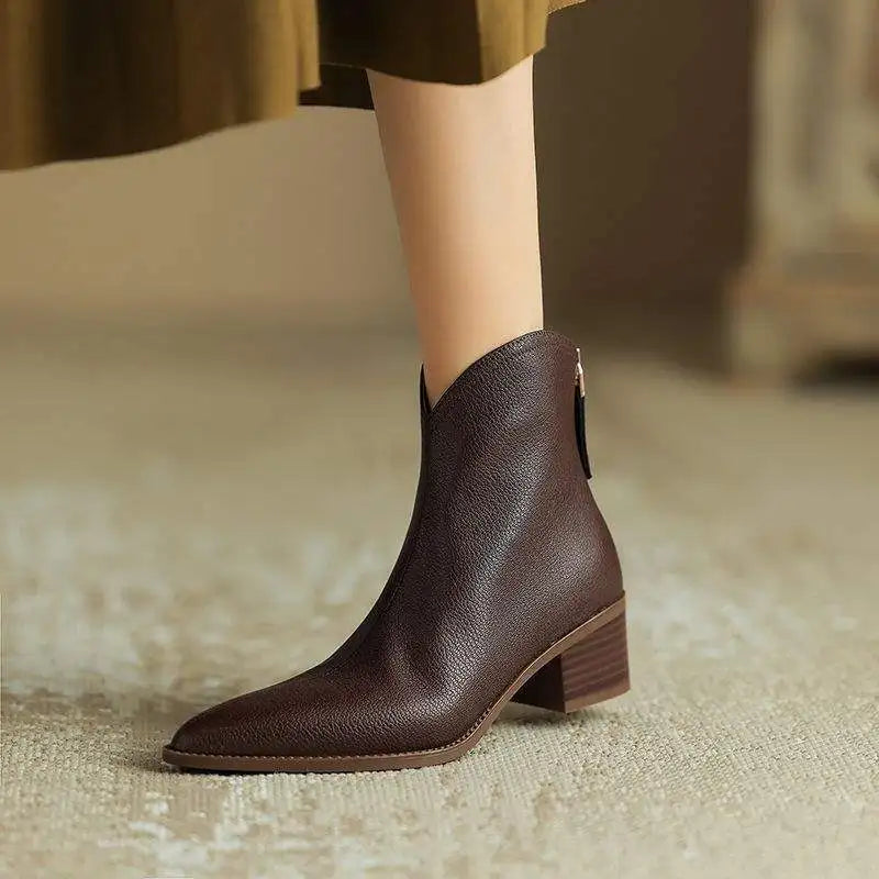 Boots For Women | Ankle Block Heel With Pointed Toe