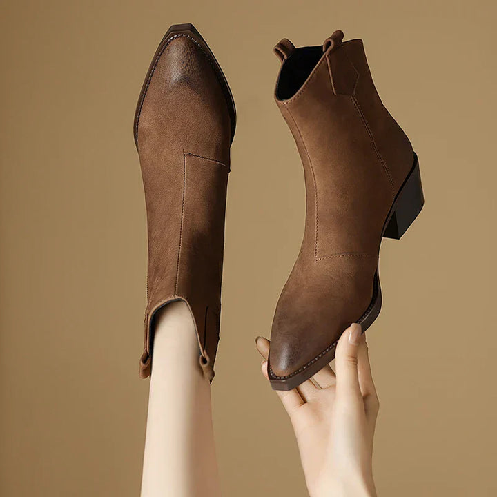 Boots For Women | Ankle Block Heel With Pull Tabs