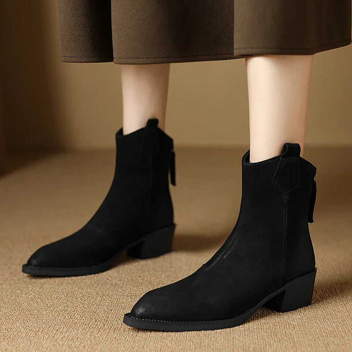 Boots For Women | Ankle Block Heel With Pull Tabs