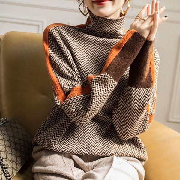 Women's Sweater | Herringbone-Style Pattern