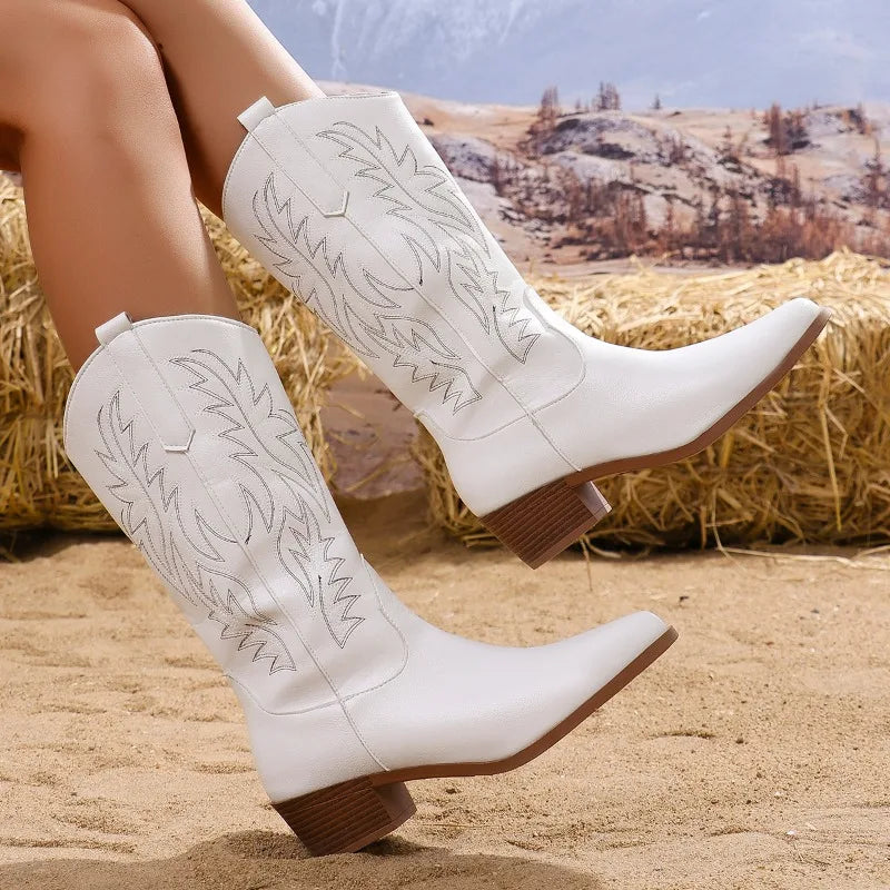 Cowboy Boots for Women | Mid-Calf Block Heel