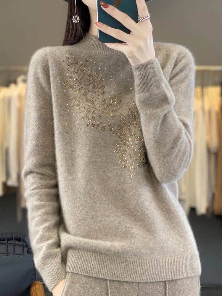 Women’s Sweater | Embellished High Neck