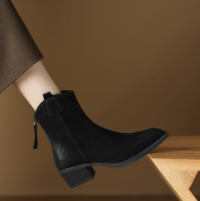 Boots For Women | Ankle Block Heel With Pull Tabs