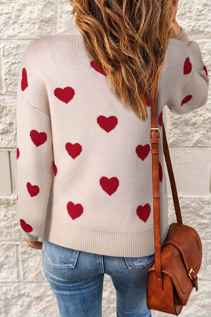 Women’s Sweater | Heart Pattern Long Sleeve