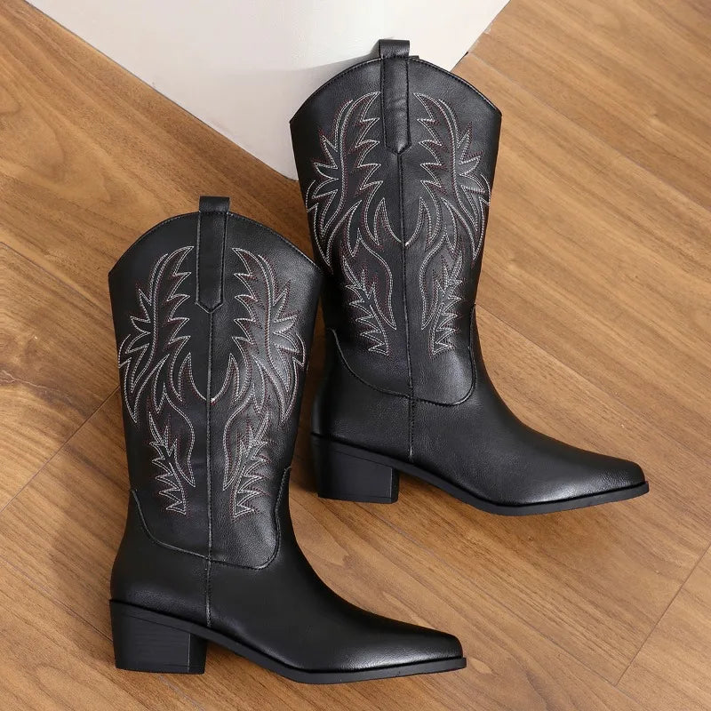 Cowboy Boots for Women | Mid-Calf Block Heel