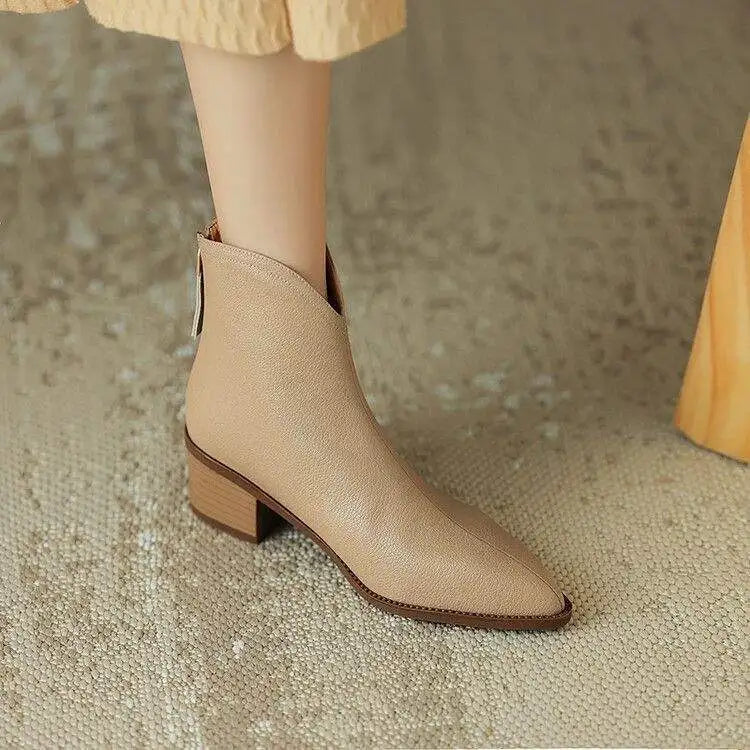 Boots For Women | Ankle Block Heel With Pointed Toe