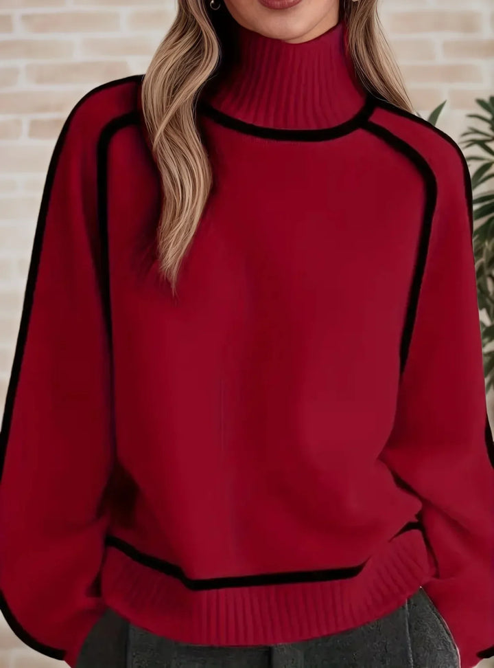 Women’s Sweater | High Neck Contrast Trim