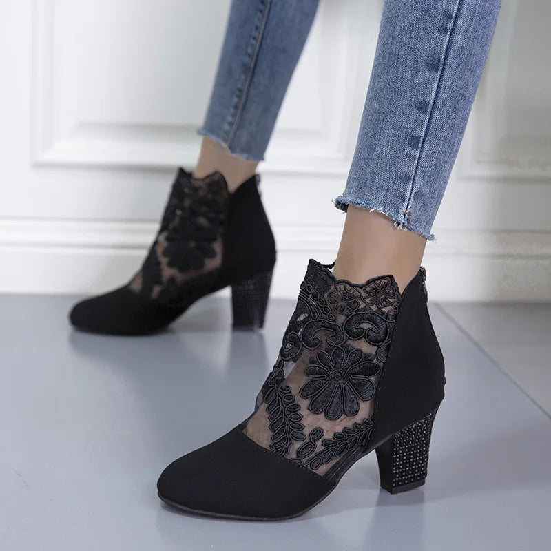 Boots for Women | Block Heel Ankle Panel Detail