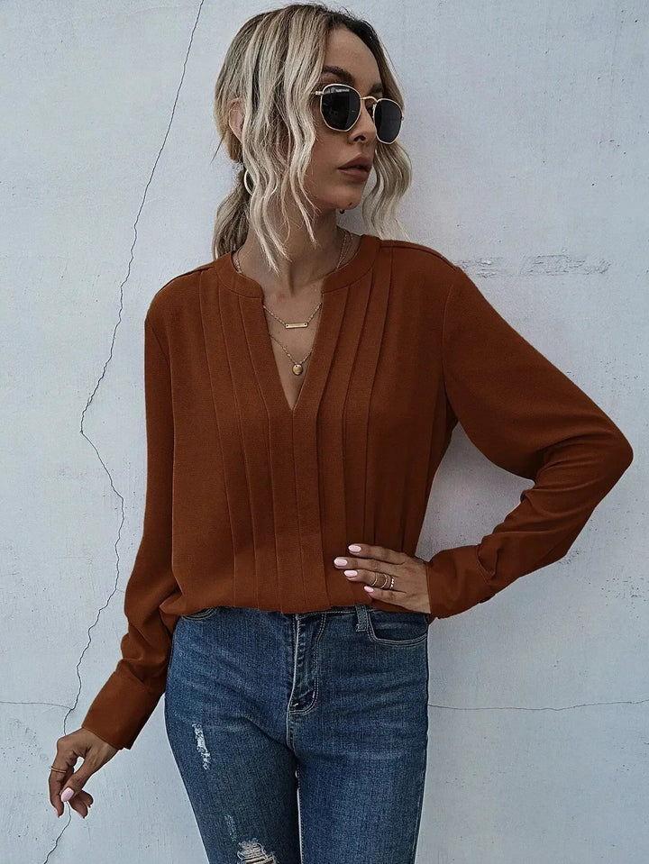 Women’s Blouse | Pleated V-Neck