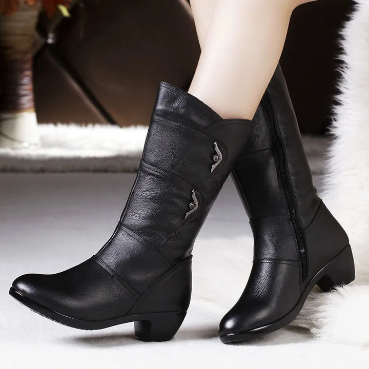 Boots For Women | Mid-Calf Low Heel Design