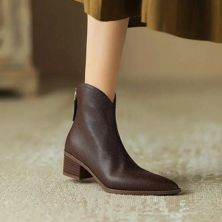 Boots For Women | Ankle Block Heel With Pointed Toe
