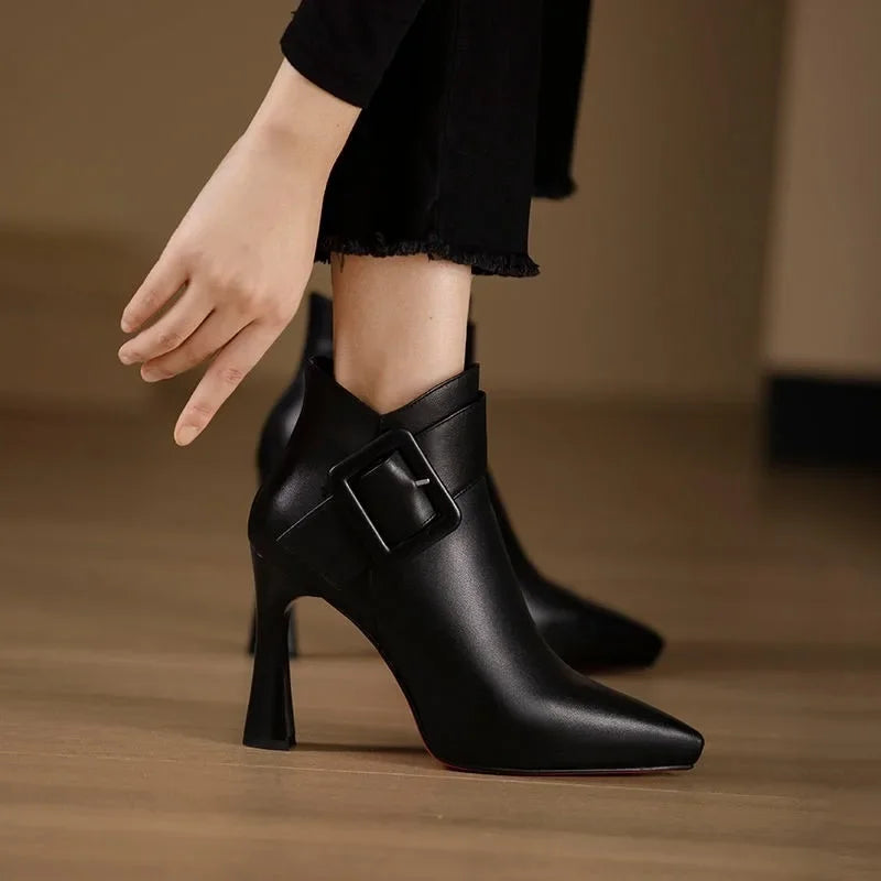 Boots For Women | Pointed Toe Ankle Stiletto Heel With Buckle