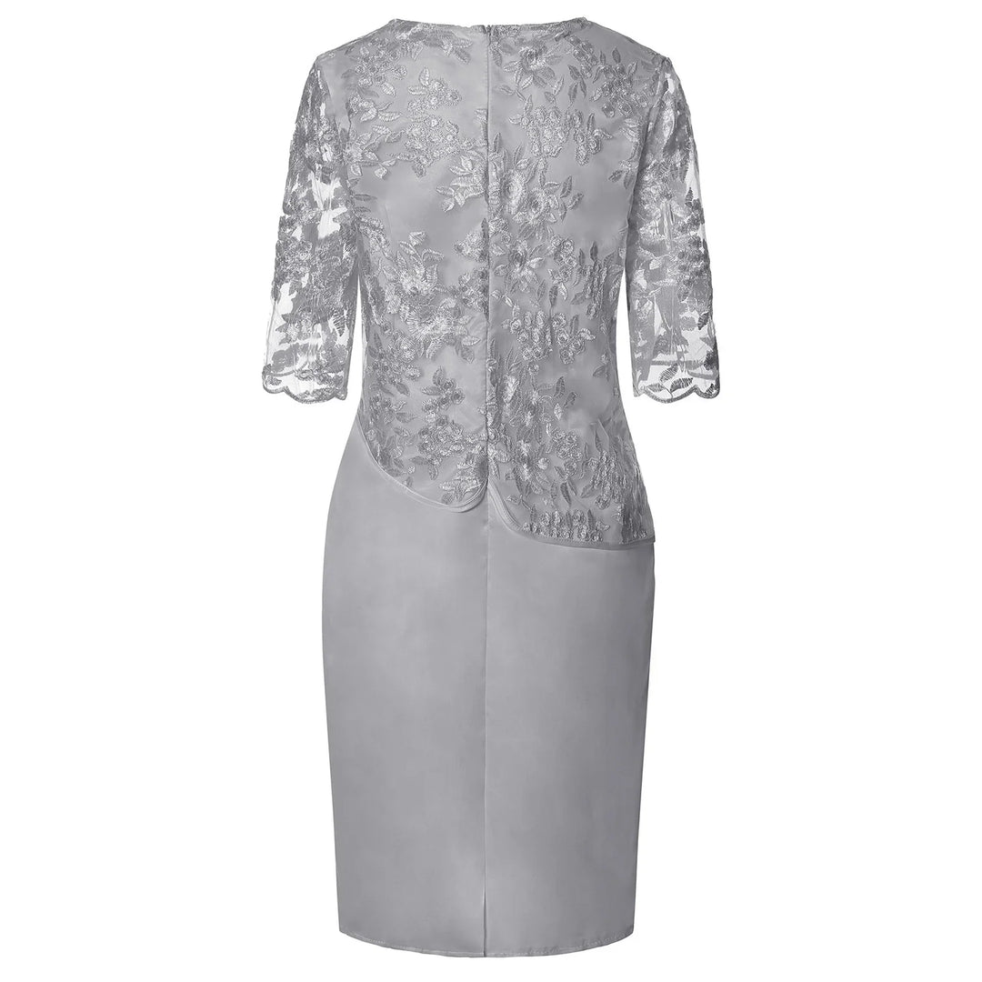 Women's Dress | Knee Length Embroidered Overlay