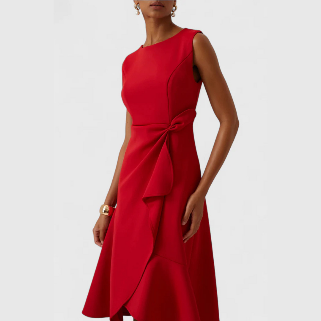 Women's Dress | Ruffle Hem Wrap Detail Midi